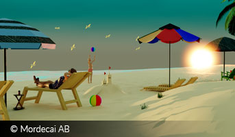 Summer Beach Scene by Mordecai Abraham